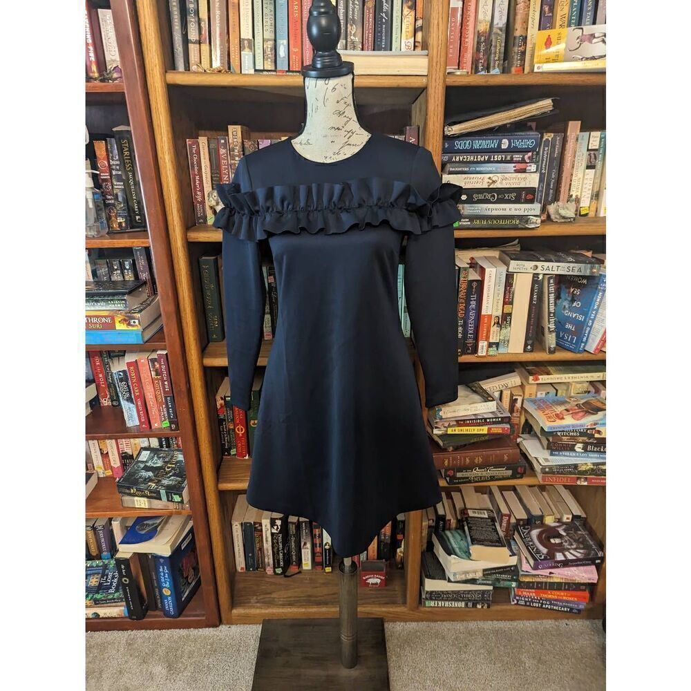 Ted Baker London Women’s 0 Navy Blue Ruffle Bodice Tunic Dress Elegant